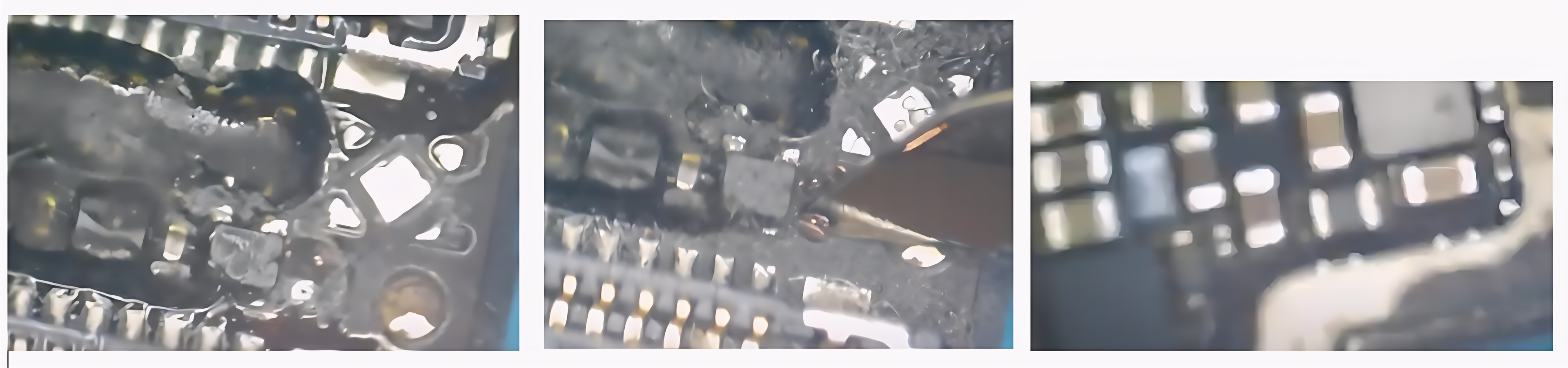 Zone de carte mère iPhone 12 Pro réparée après oxydation